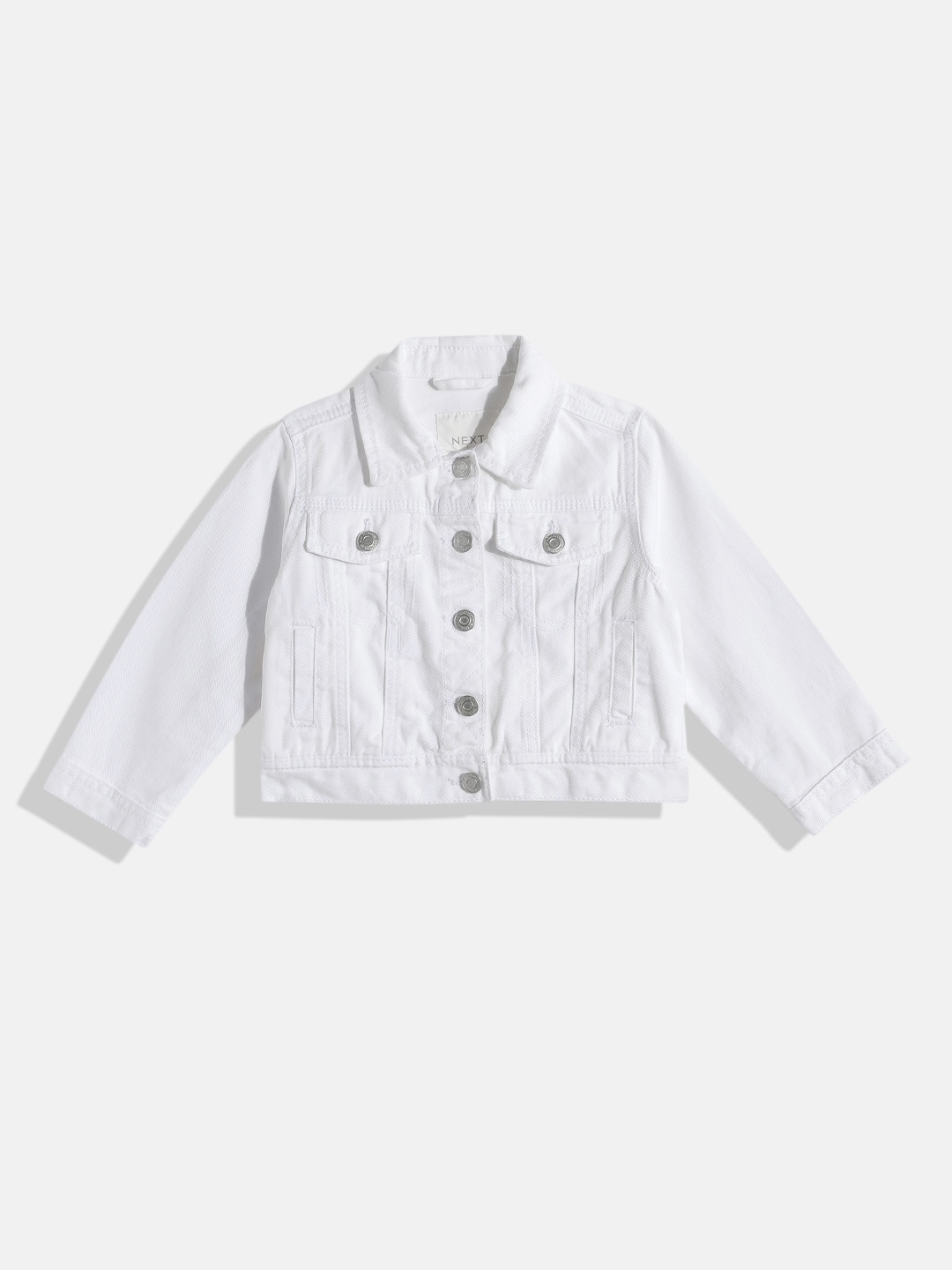 

NEXT Girls Solid Pure Cotton Denim Jacket, White