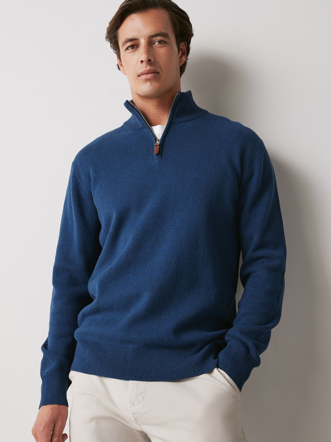 

NEXT Pure Cotton Mock Neck Sweatshirt, Blue