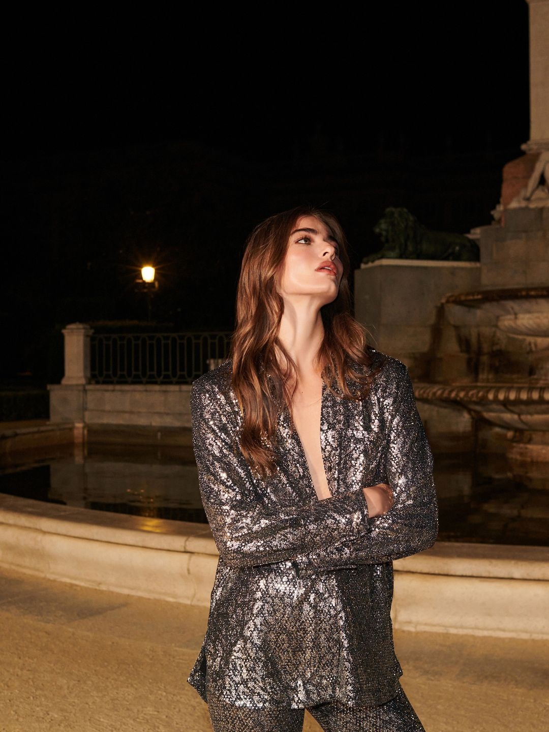 

NEXT Sequinned Shirt-Collar Party Shirt, Silver
