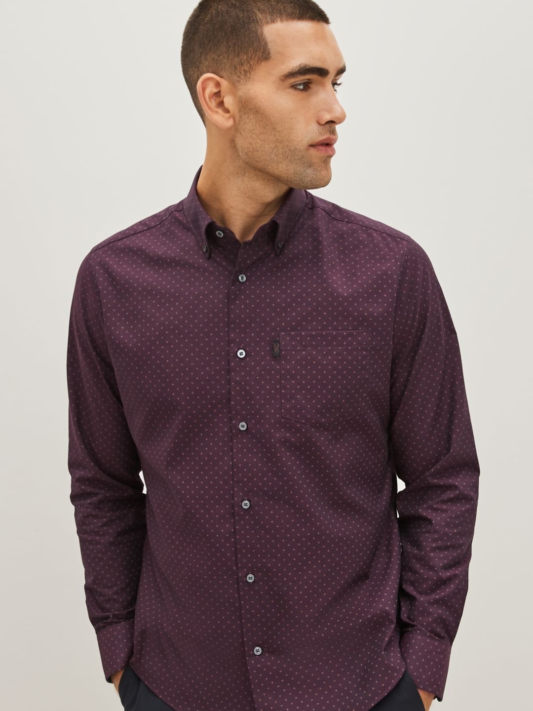 

NEXT Geometric Printed Casual Shirt, Maroon