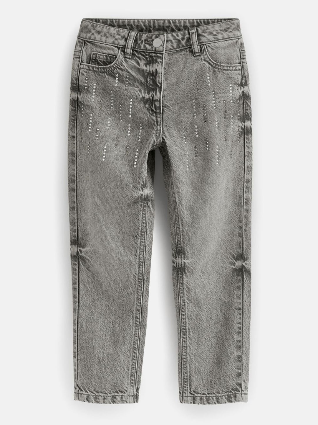 

NEXT Girls Light Fade Embellished Stretchable Jeans, Grey melange