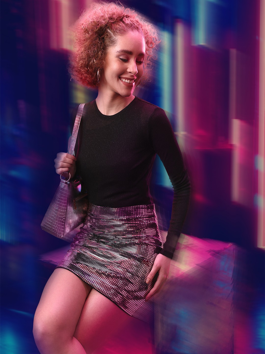

NEXT Women Sequinned Mini Pencil Skirt, Silver