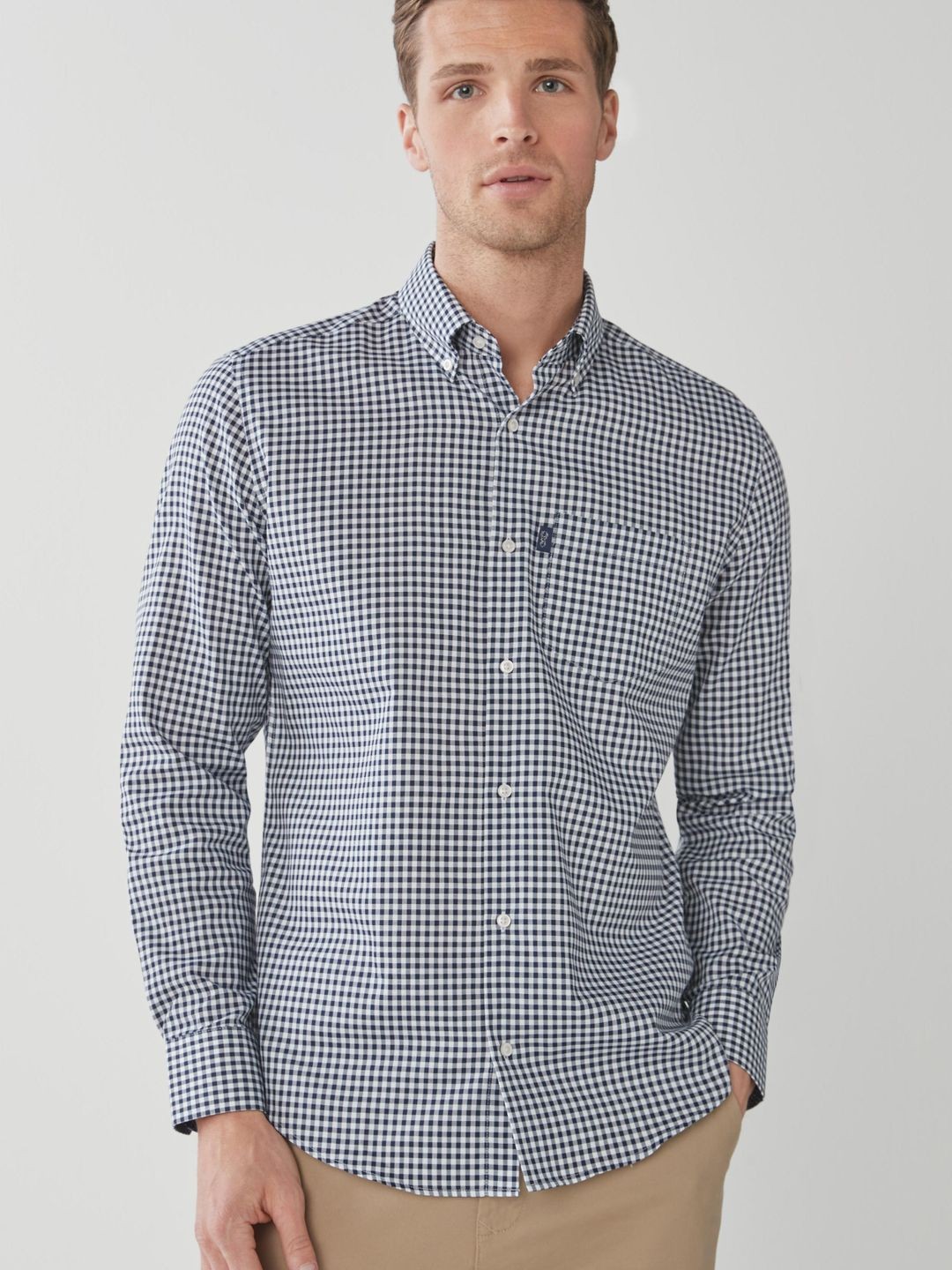 

NEXT Gingham Checked Casual Shirt, Navy blue
