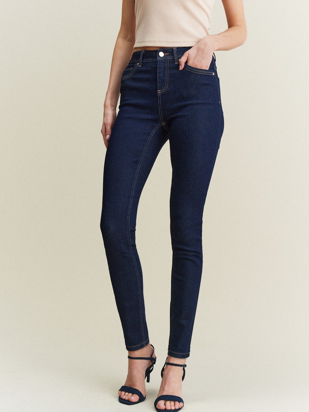 

NEXT Women Skinny Fit Stretchable Jeans, Navy blue