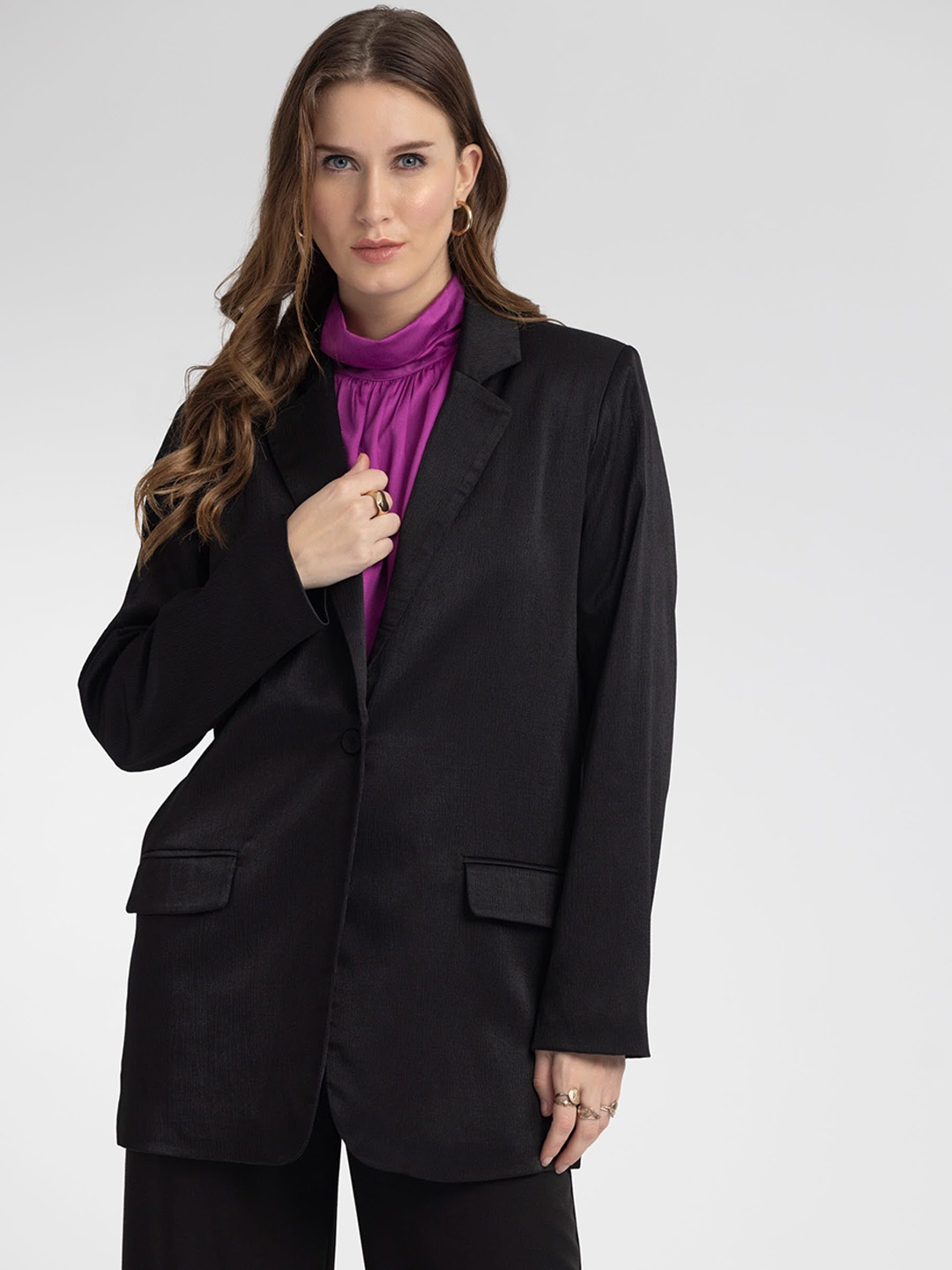 

B.Copenhagen Single-Breasted Notched Lapel Blazers, Black