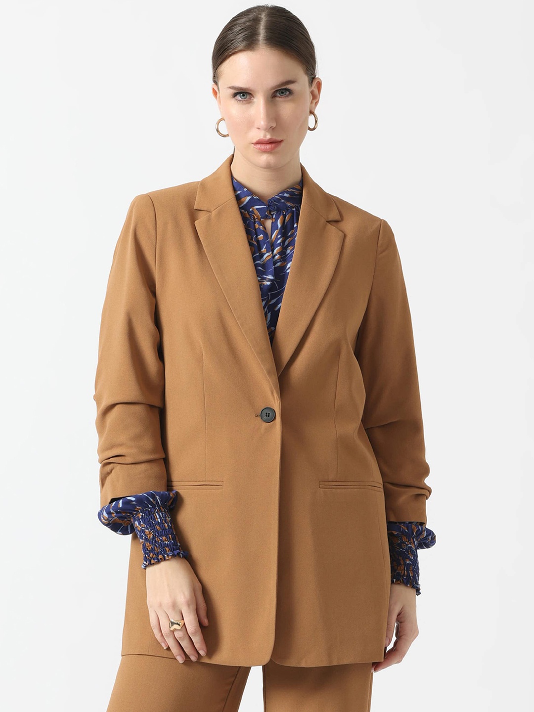 

B.Copenhagen Notched Lapel Single-Breasted Blazer, Beige