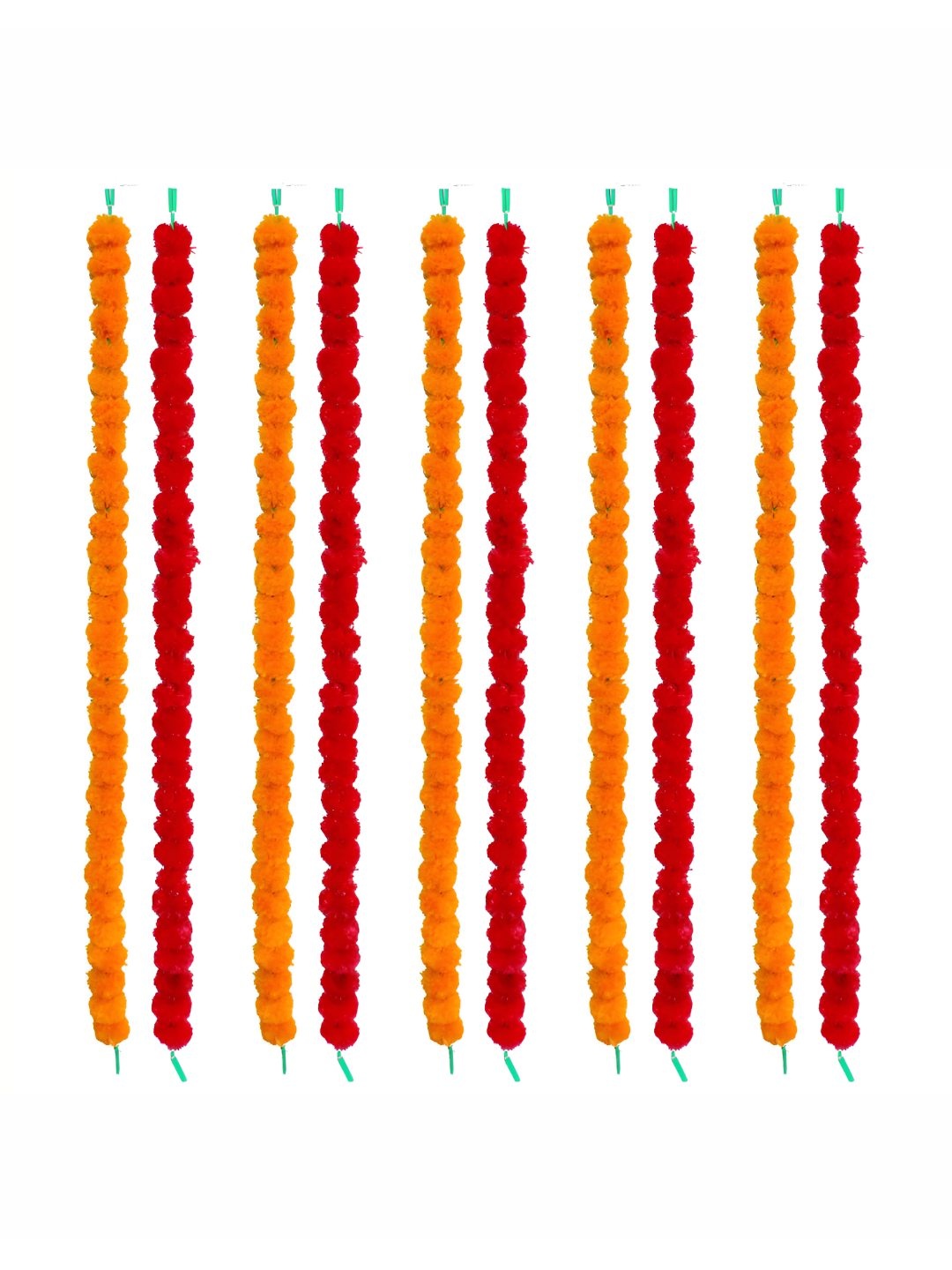 

iHandikart Red & Orange 10 Pieces Hanging Marigold Artificial Flower