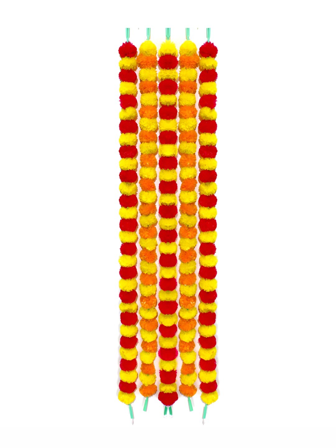 

iHandikart Yellow & Red 5 Pieces Hanging Marigold Artificial Flowers