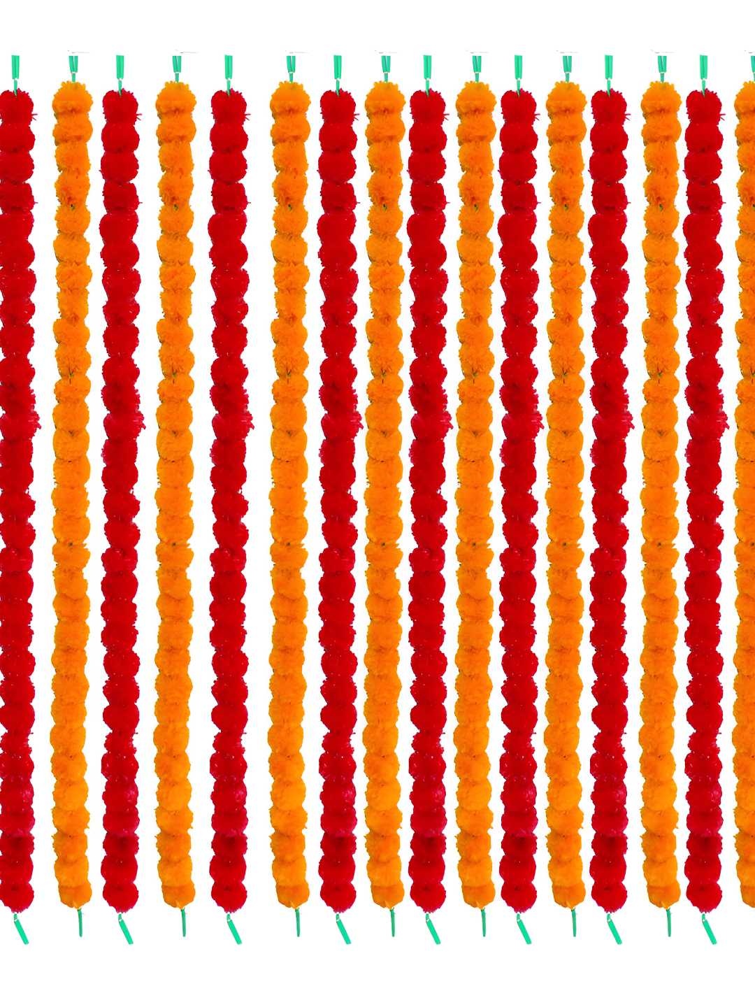 

iHandikart Red & Orange 20 Pieces Hanging Marigold Artificial Flower