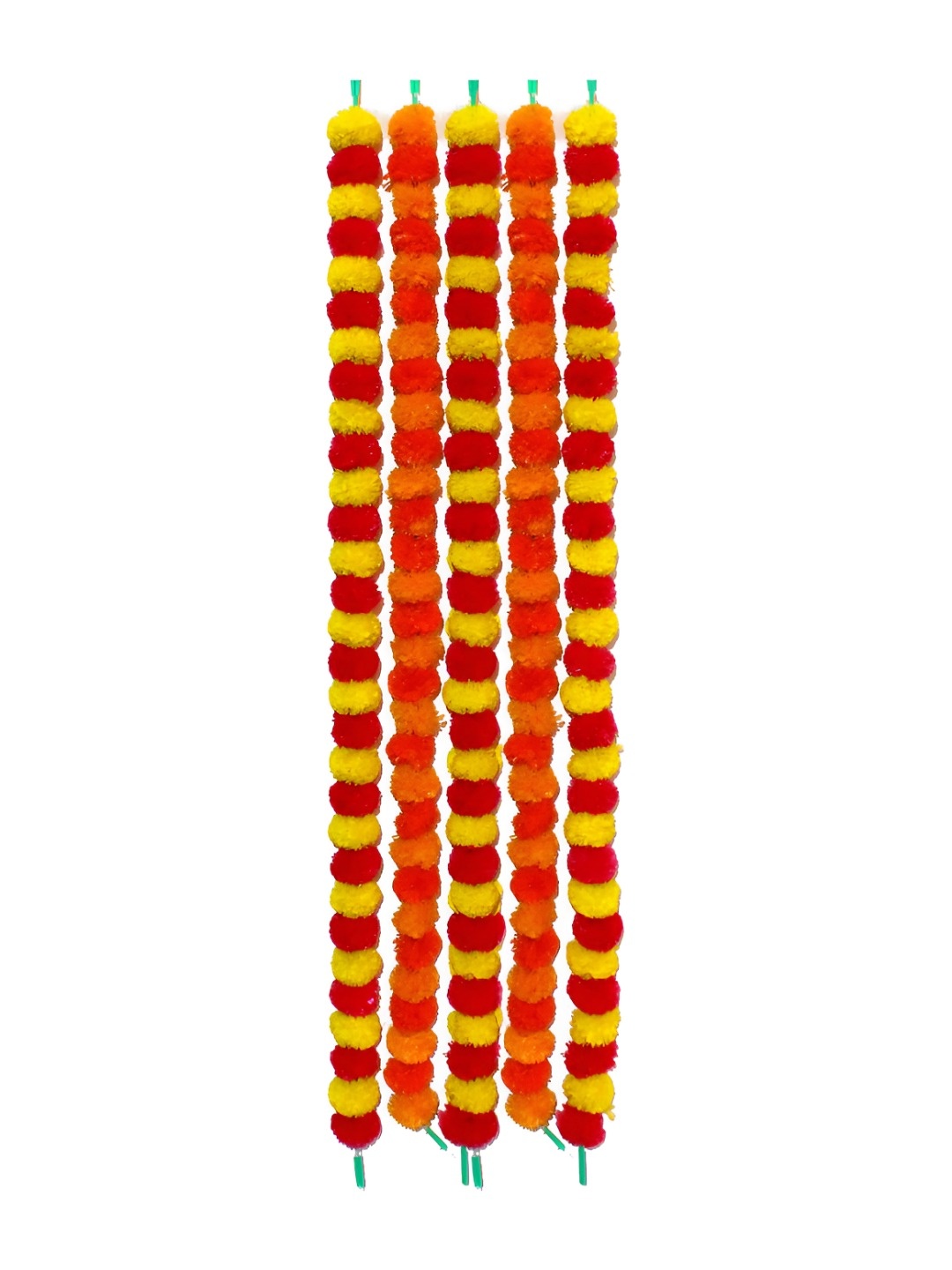 

iHandikart Yellow & Red 5 Pieces Hanging Marigold Artificial Flowers
