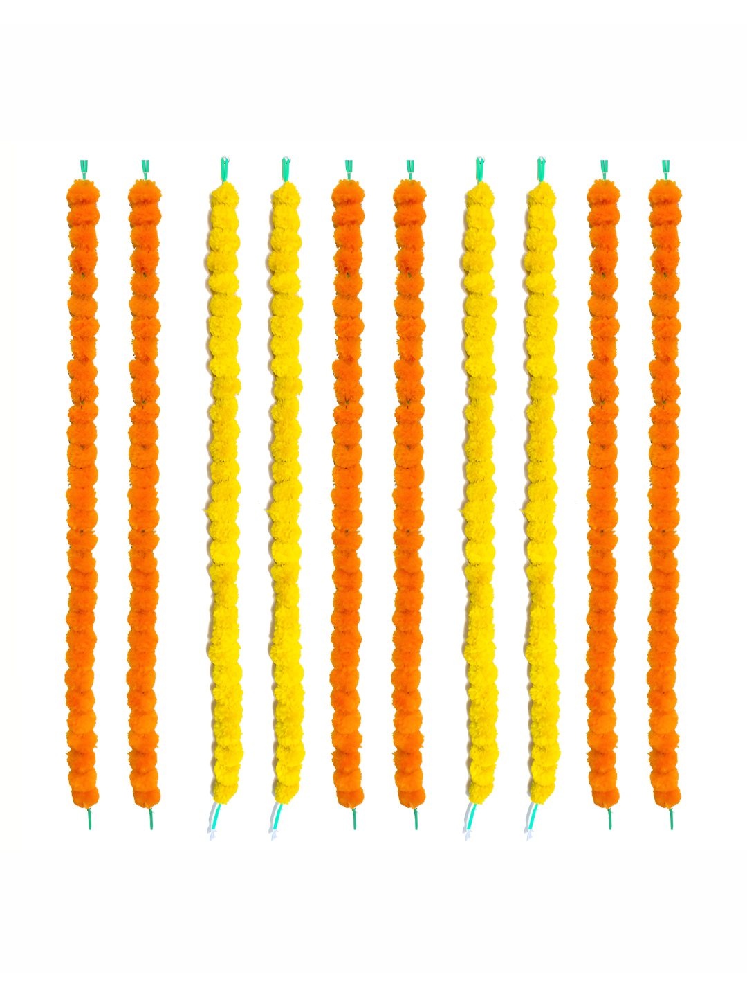 

iHandikart Orange 10 Pieces Hanging Fluffy Marigold Garland Artificial Flower, Yellow