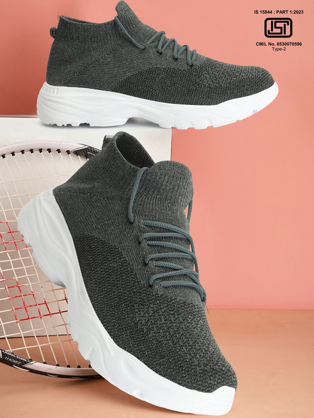 

M7 by Metronaut Men KRIPTO Textured Flyknit Textile Comfort Insole Sneakers, Grey
