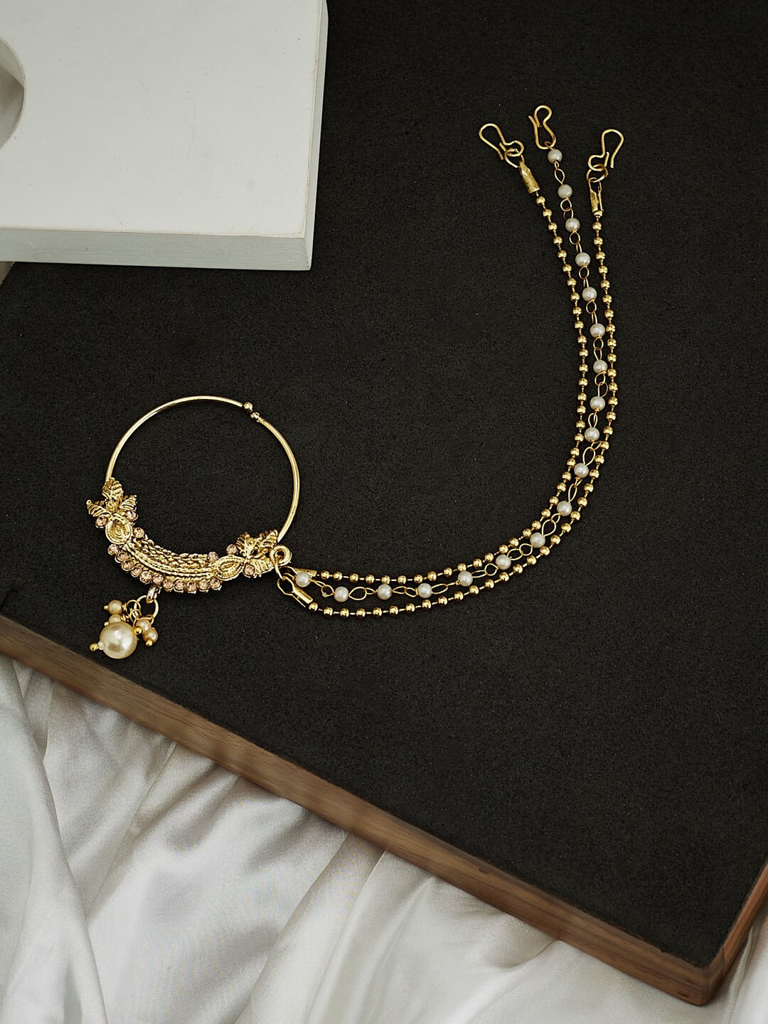 

ATIBELLE Gold Plated Pearl Beaded Nosering