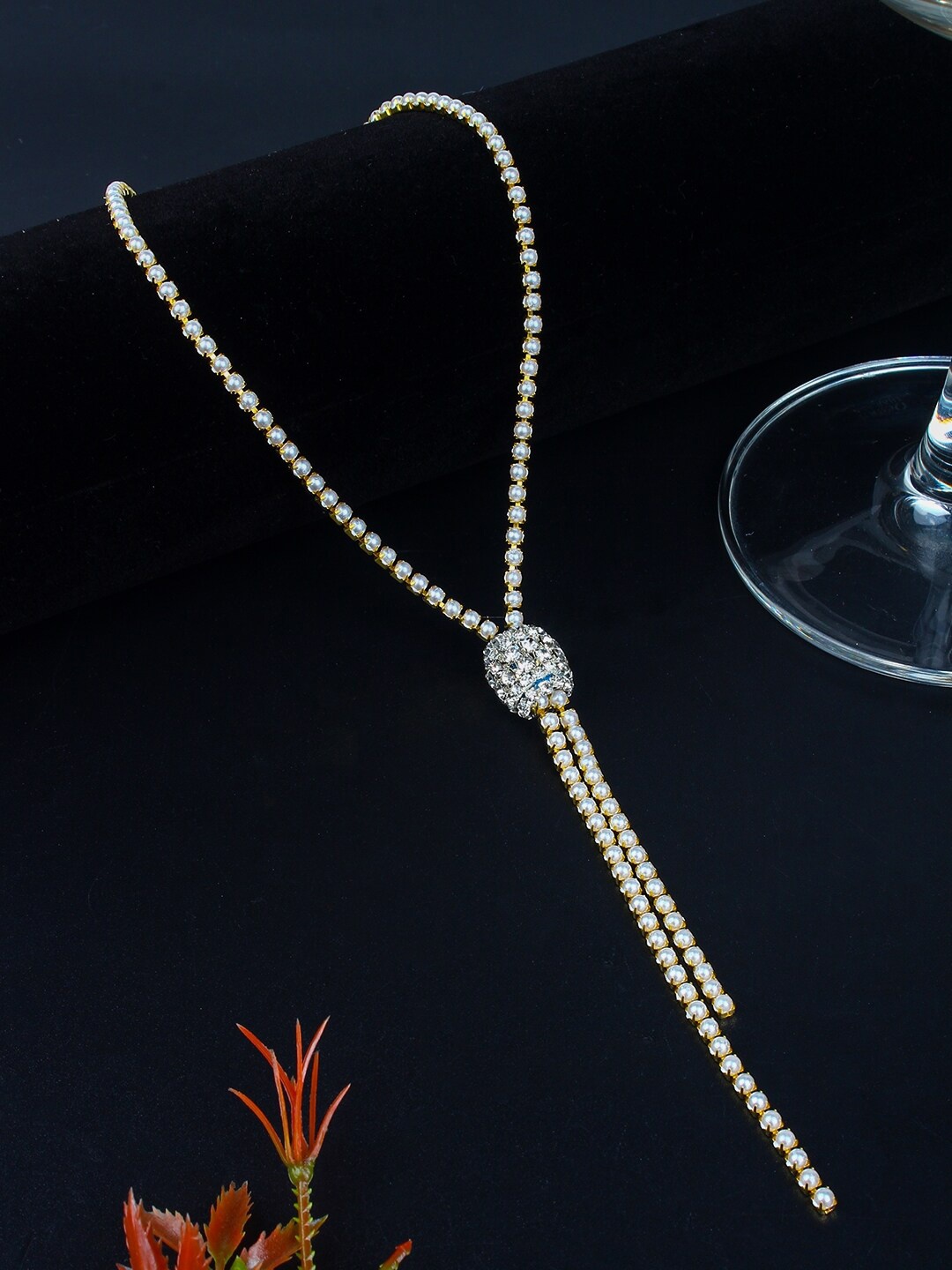 

Stylecast X KPOP White Women Brass Silver-Plated Minimal Necklace, Gold