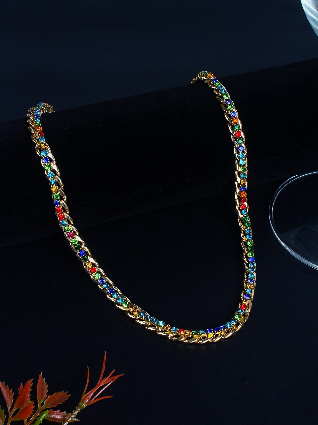 

Stylecast X KPOP Red Women Brass Gold-Plated Stone Studded Chain