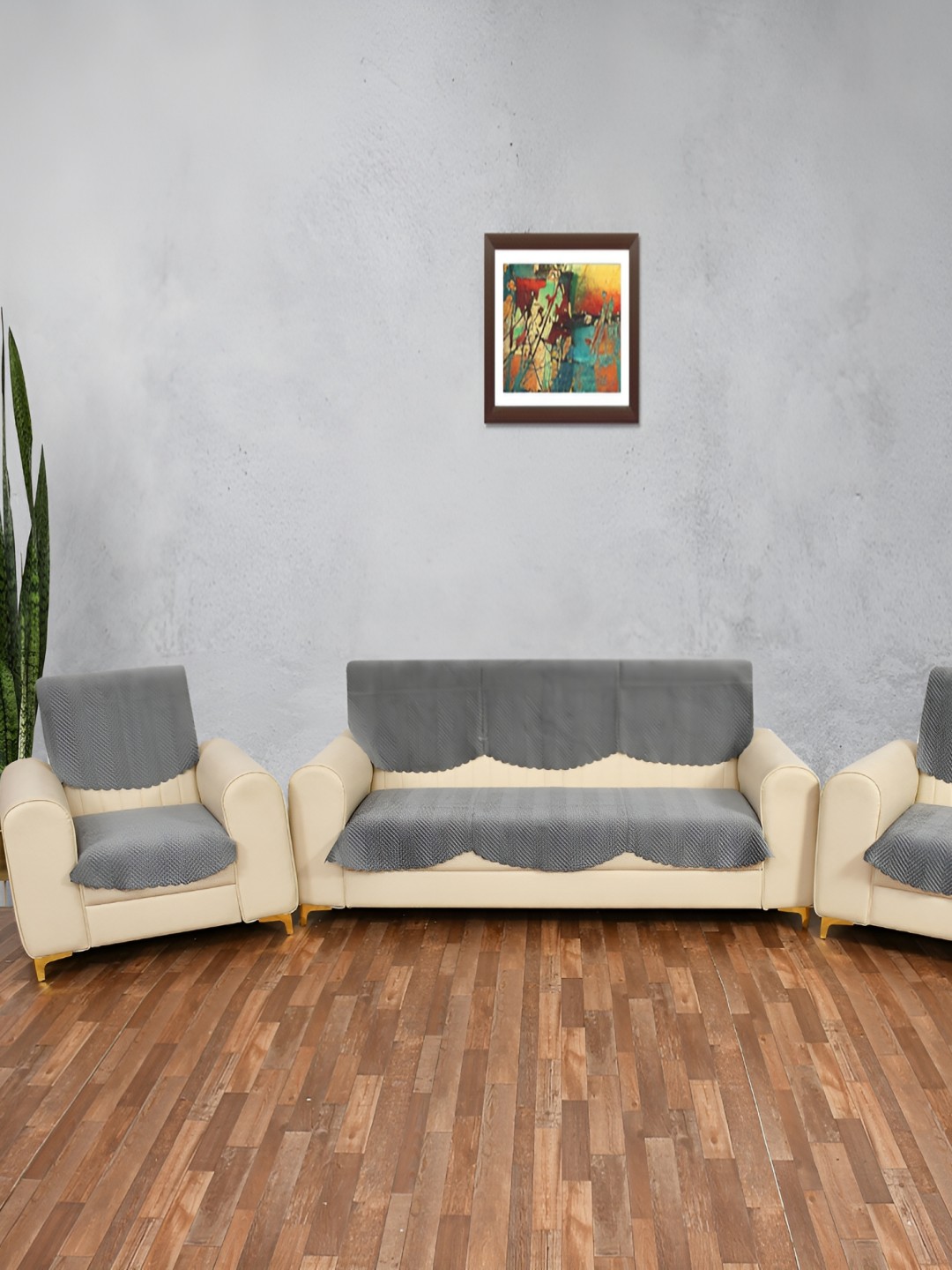 

hargunz Grey 6 Pieces Velvet Sofa Cover