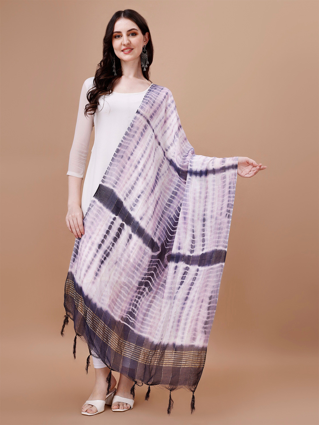 

CANIZZARO Tie & Dye Printed Cotton Dupatta, Blue