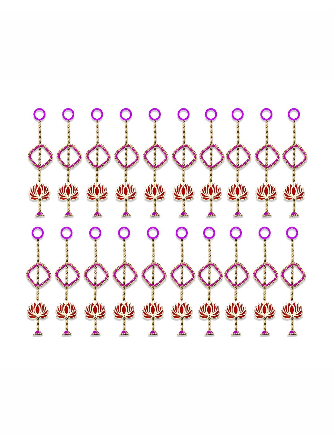 

iHandikart Red & Pink 16 Pieces Wall Hanging With Lotus Artificial Flowers