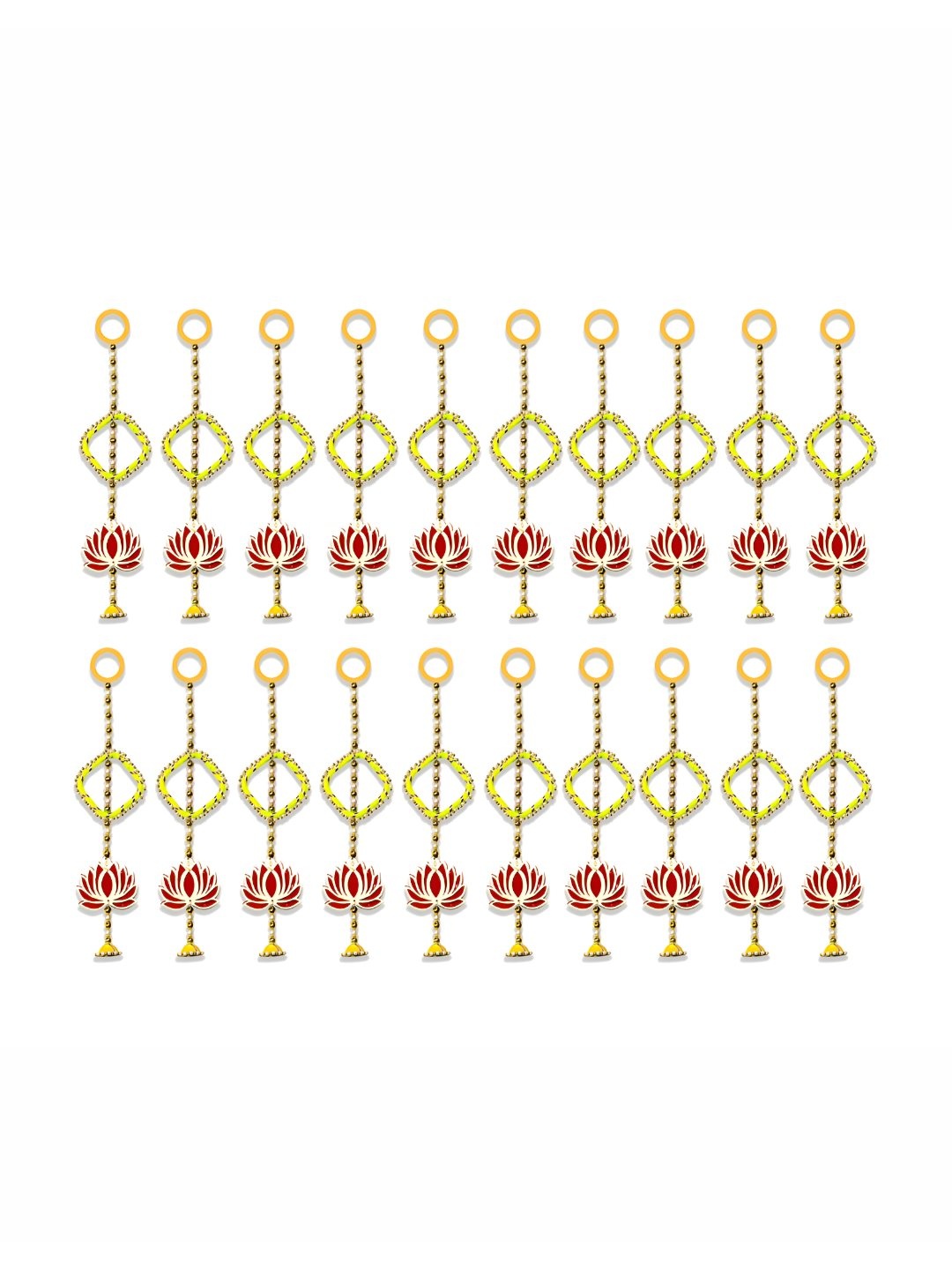 

iHandikart Red & Yellow 20 Pieces Wall Hanging With Lotus Artificial Flowers
