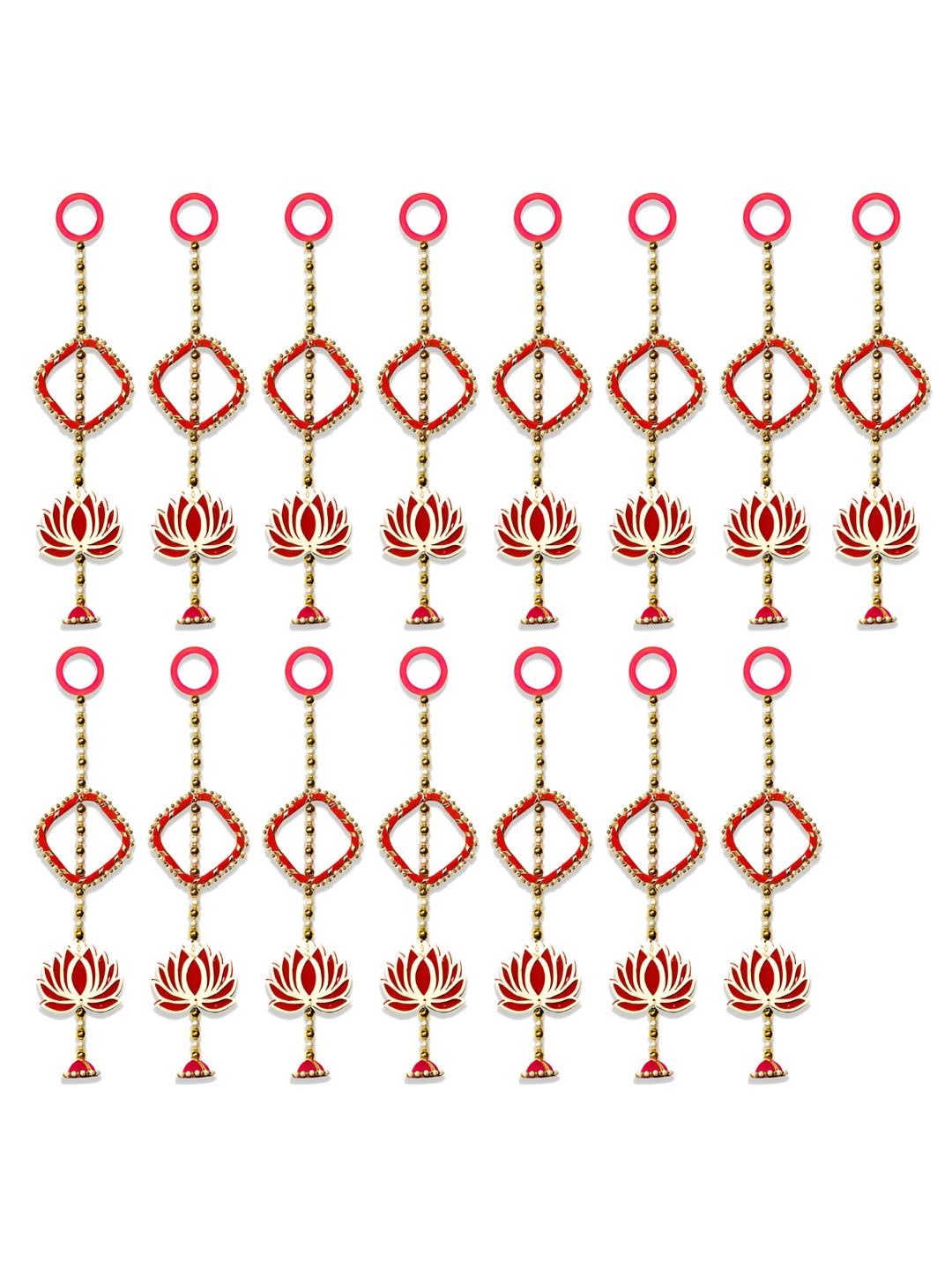 

iHandikart Red & Pink 15 Pieces Wall Hanging With Lotus Artificial Flowers