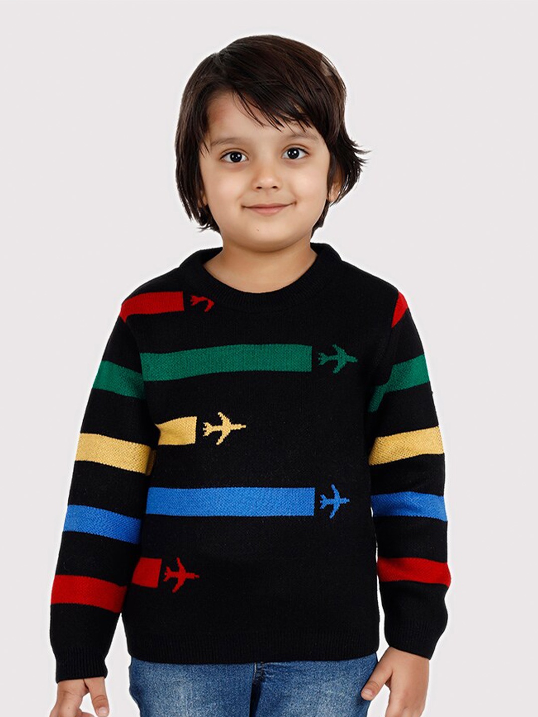 

JoE Hazel Boys Self Design Long Sleeves Acrylic Pullover, Black