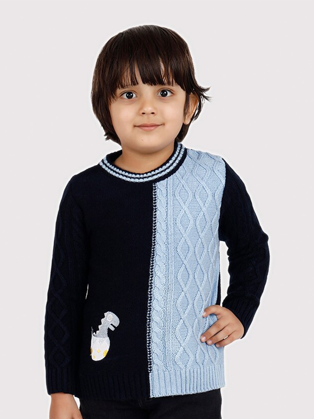 

JoE Hazel Boys Self Design Long Sleeves Acrylic Pullover, Navy blue