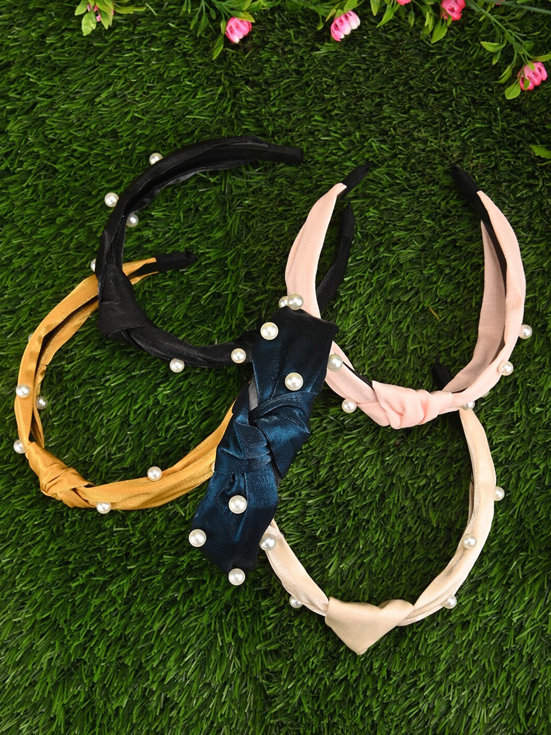 

BuckleUp Set of 5 Embellished Hairband, Navy blue