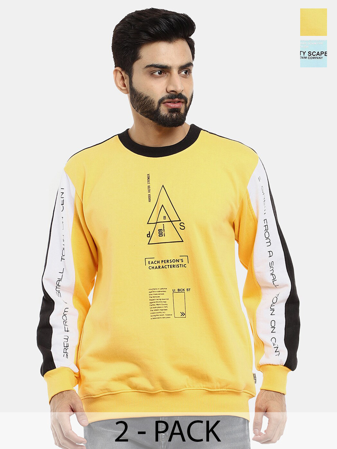 

V-Mart Pack Of 2 Typography Printed Pullover, Blue