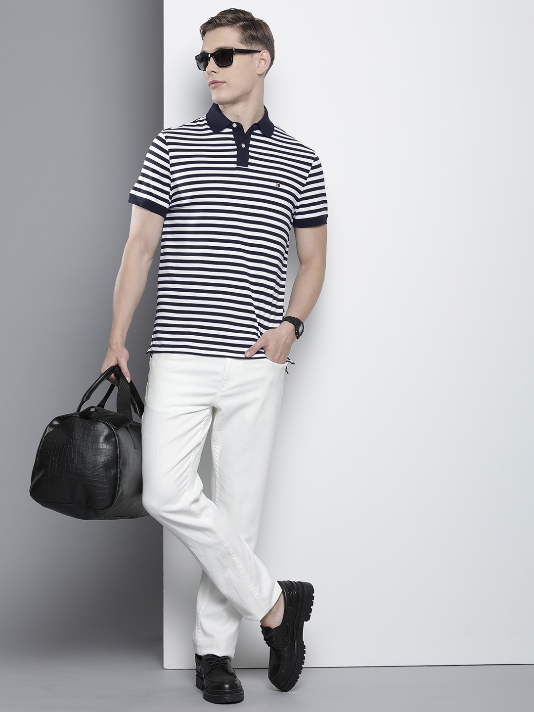 

Tommy Hilfiger Striped Polo Collar T-shirt, Navy blue