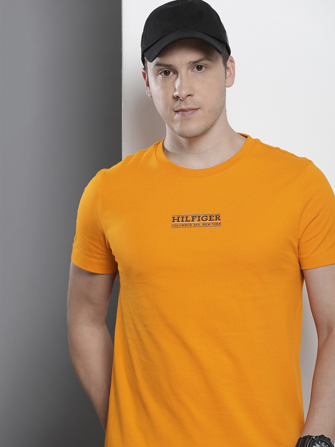 

Tommy Hilfiger Pure Cotton Brand Logo Printed Slim Fit T-shirt, Orange