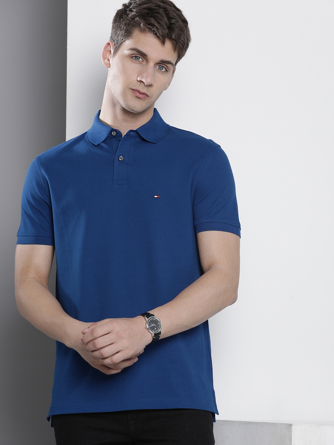 

Tommy Hilfiger Solid Polo Collar Casual T-shirt, Blue