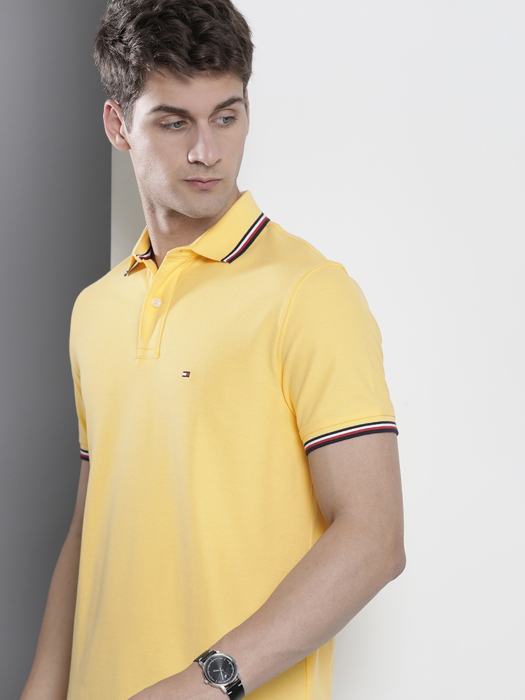 

Tommy Hilfiger Solid Polo Collar Casual T-shirt, Yellow