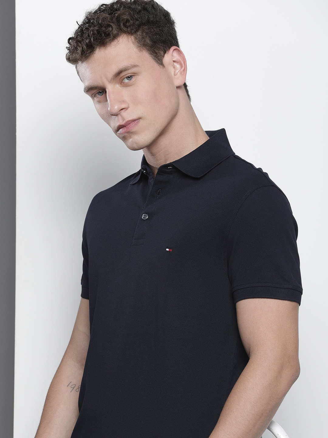 

Tommy Hilfiger Solid Polo Collar Slim Fit T-shirt, Navy blue