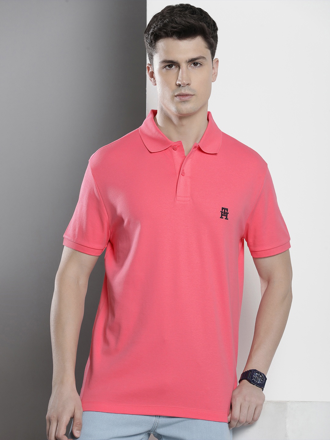 

Tommy Hilfiger Pure Cotton Polo Collar Casual T-shirt, Pink