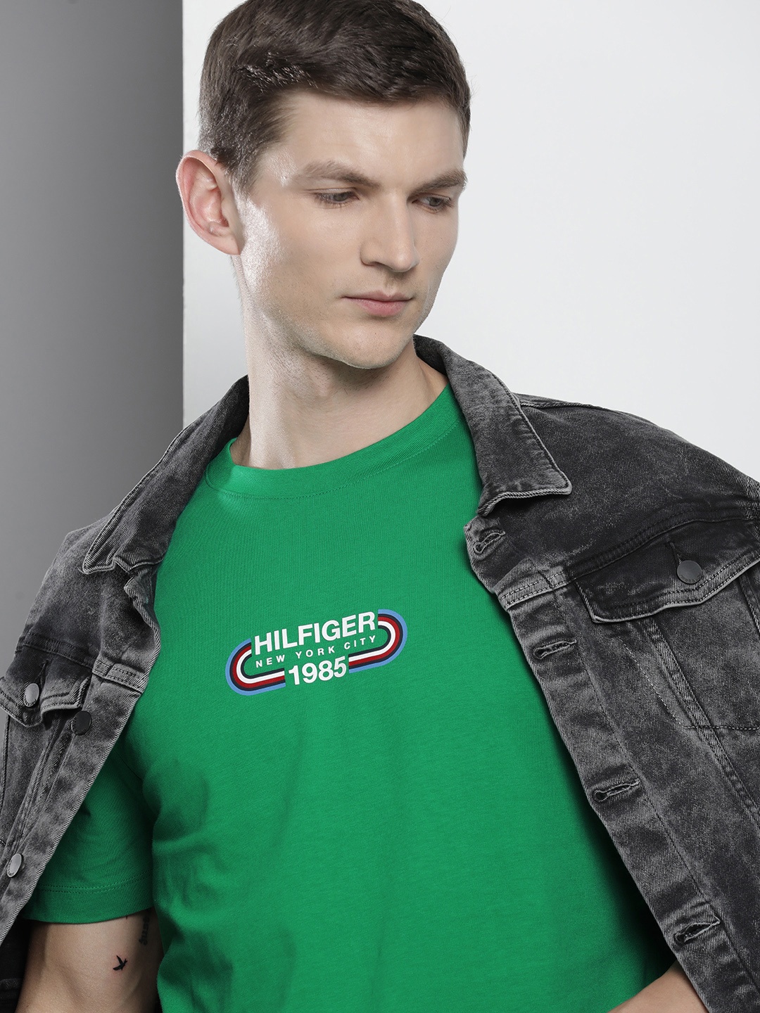 

Tommy Hilfiger Pure Cotton Brand Logo Printed T-shirt, Green