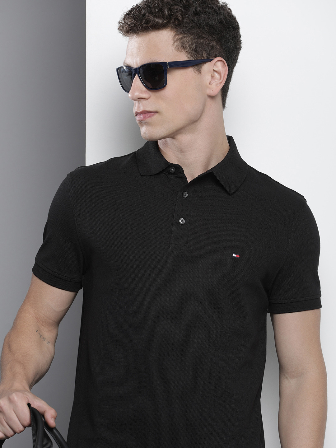 

Tommy Hilfiger Solid Polo Collar Slim Fit T-shirt, Black