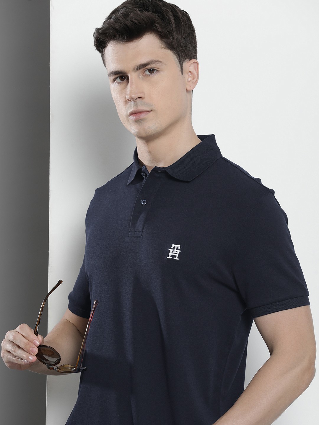 

Tommy Hilfiger Pure Cotton Polo Collar Casual T-shirt, Navy blue
