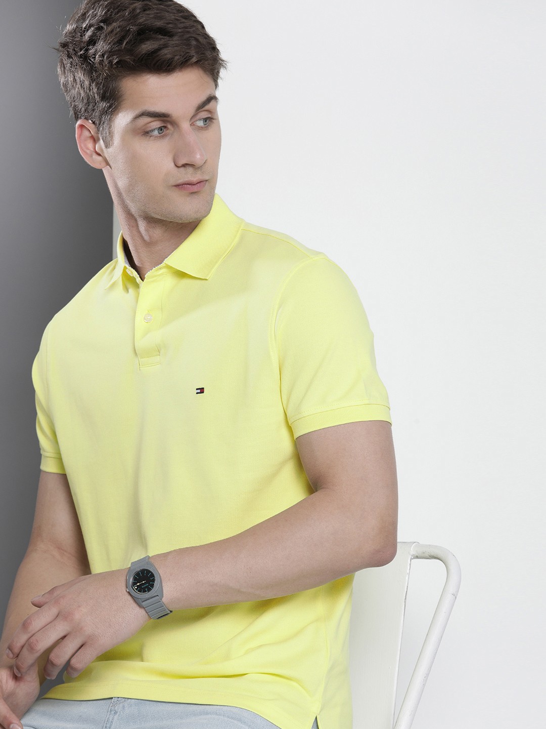 

Tommy Hilfiger Solid Polo Collar Casual T-shirt, Yellow