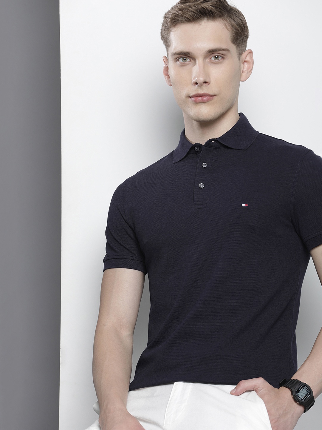 

Tommy Hilfiger Solid Polo Collar Slim Fit T-shirt, Navy blue