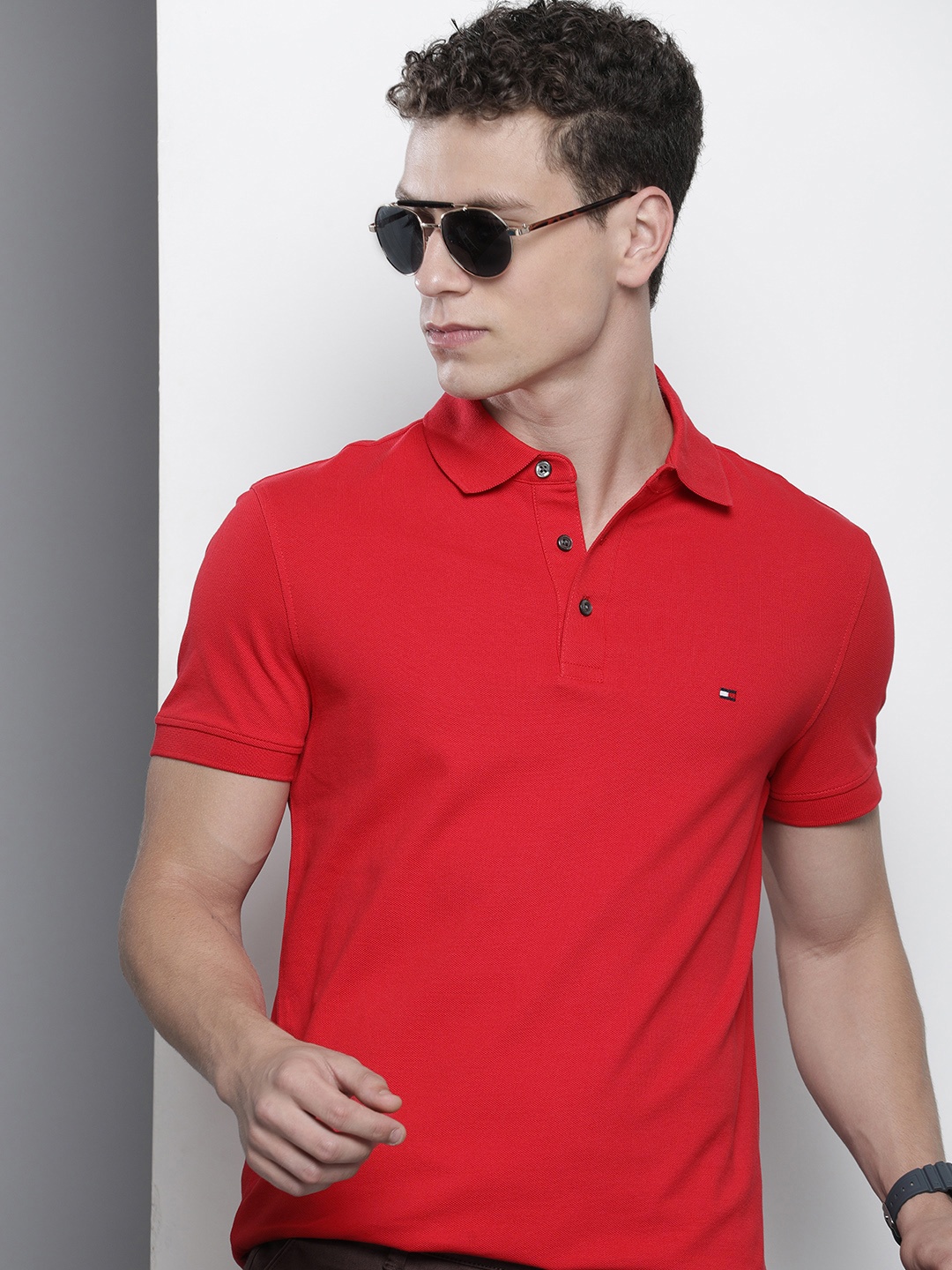 

Tommy Hilfiger Solid Polo Collar Slim Fit T-shirt, Red