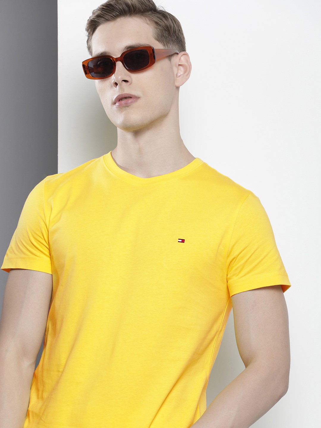 

Tommy Hilfiger Pure Cotton Slim Fit Casual T-shirt, Yellow