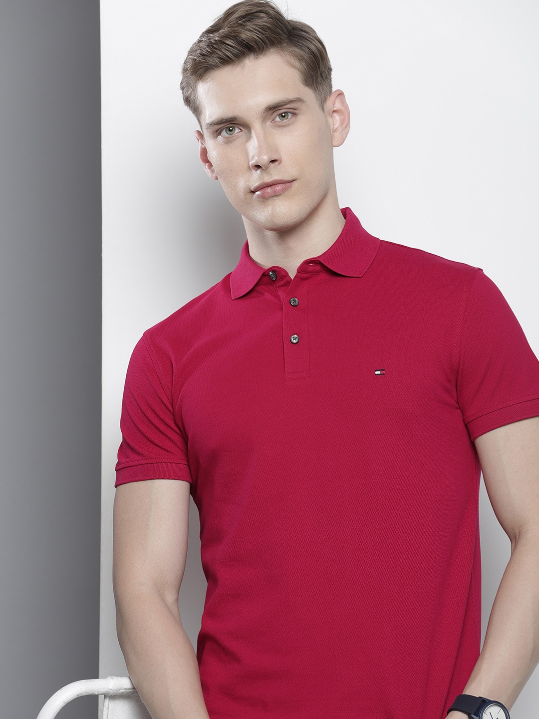 

Tommy Hilfiger Solid Polo Collar Slim Fit T-shirt, Red