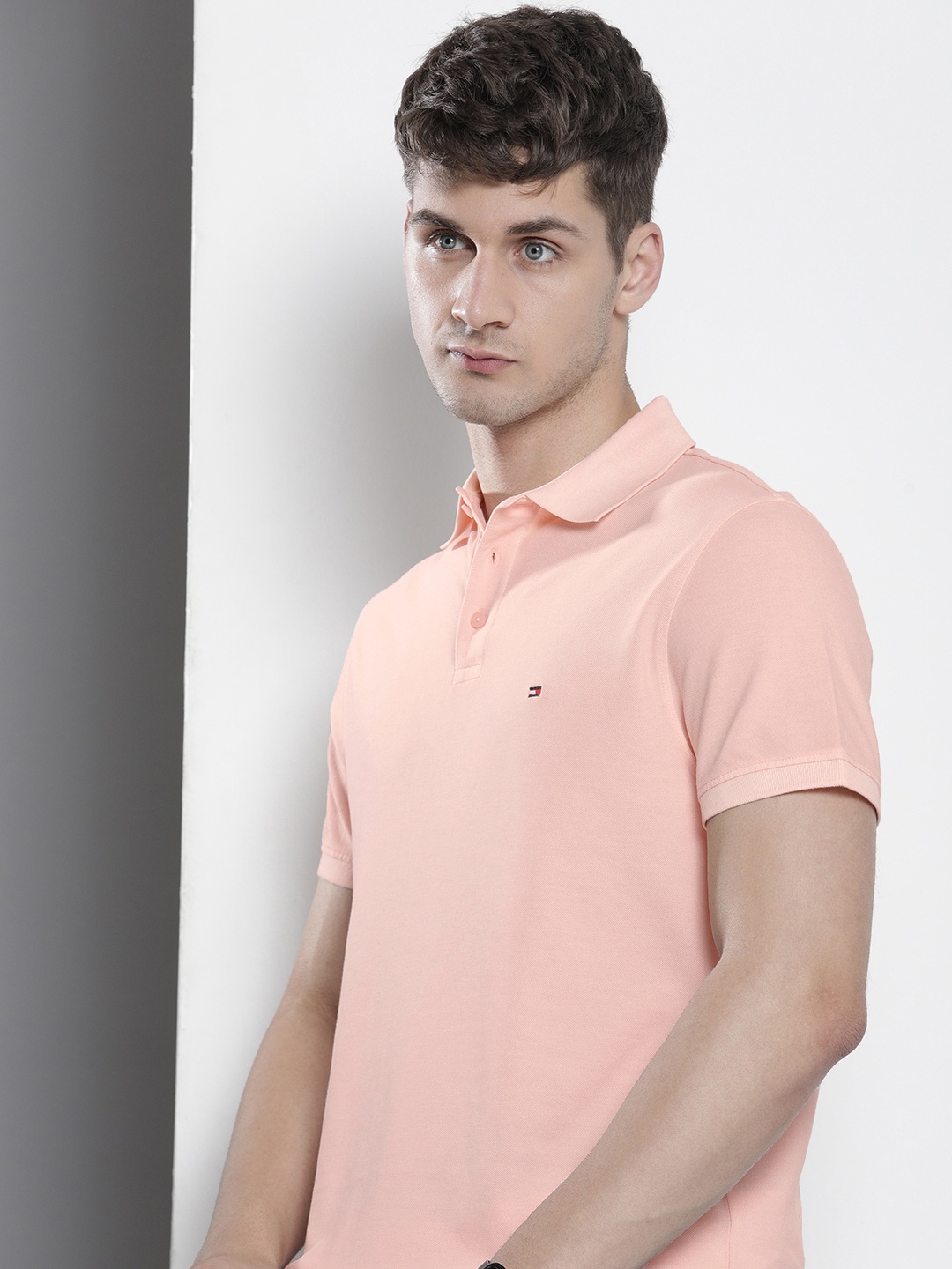 

Tommy Hilfiger Men Polo Collar Pure Cotton T-shirt, Pink