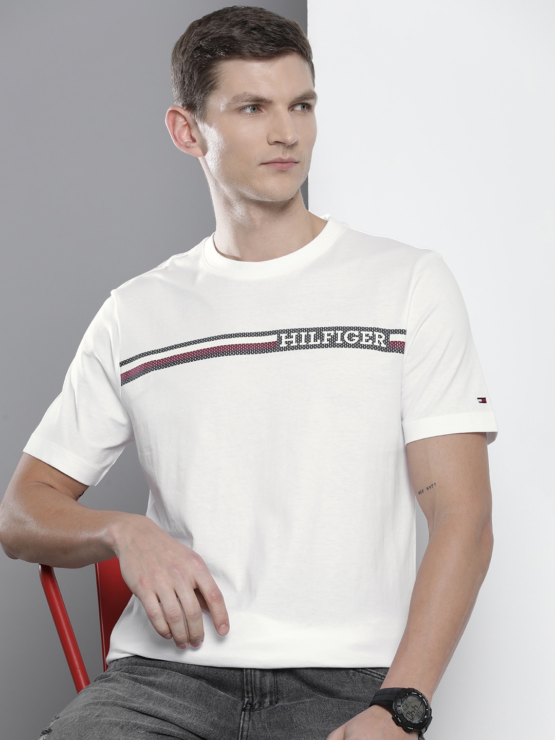 

Tommy Hilfiger Striped Pure Cotton T-shirt, White