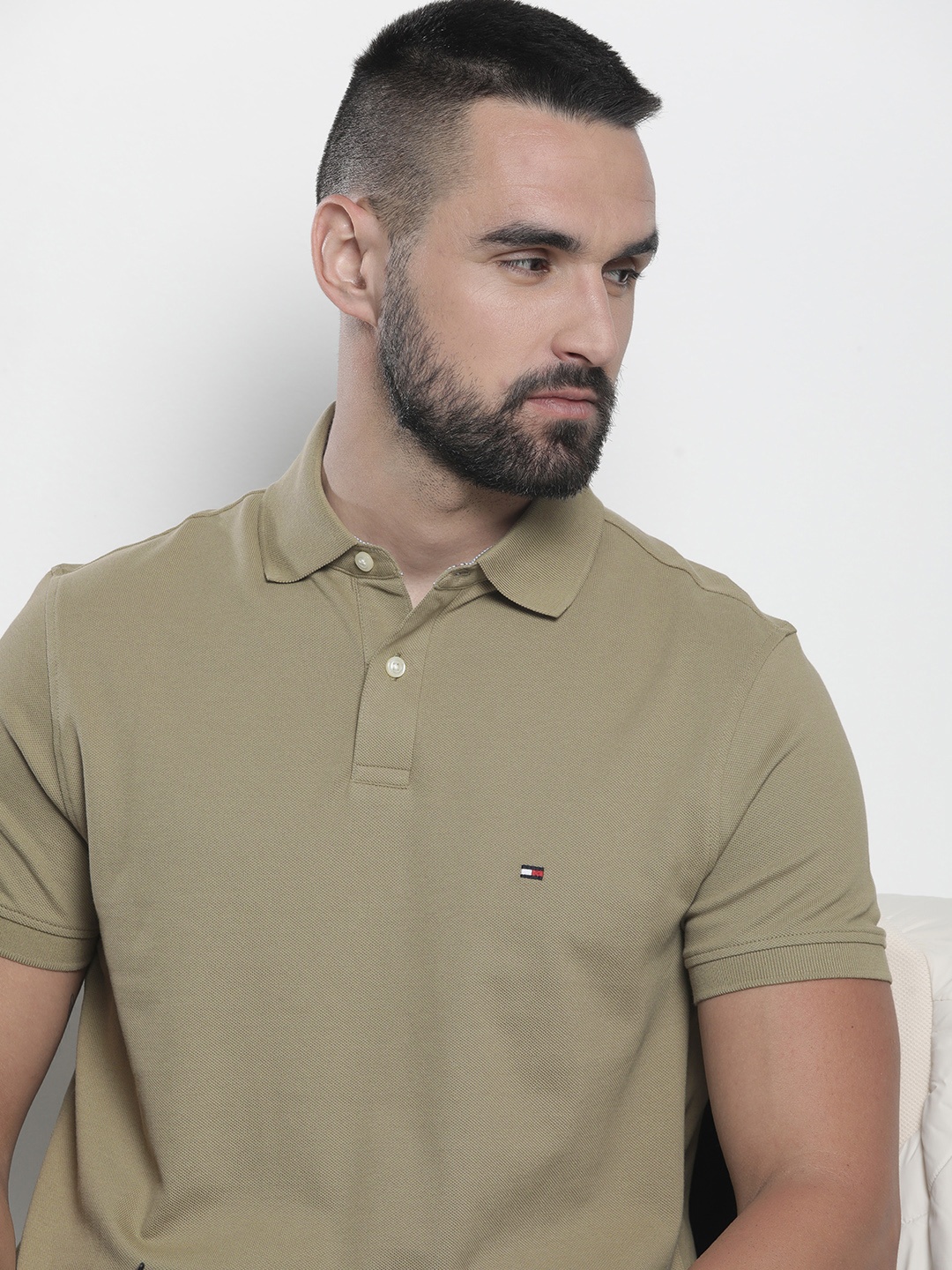 

Tommy Hilfiger Solid Polo Collar Casual T-shirt, Brown