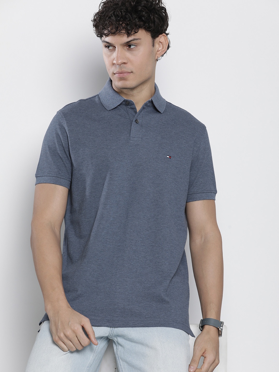 

Tommy Hilfiger Solid Polo Collar Casual T-shirt, Navy blue