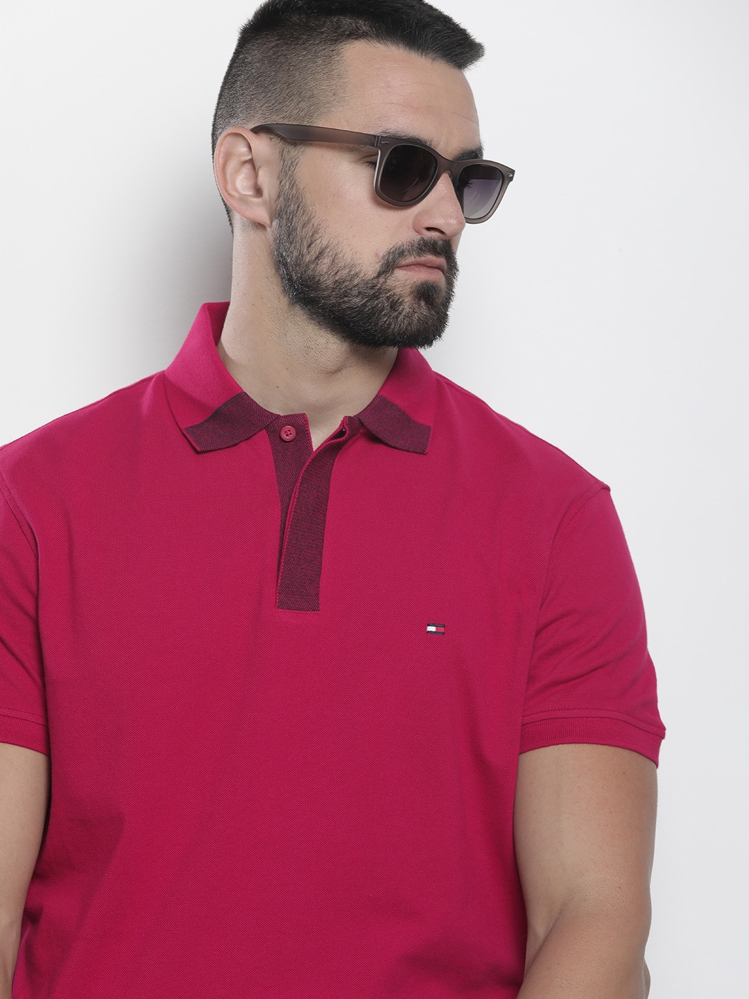 

Tommy Hilfiger Pure Cotton Polo Collar Casual T-shirt, Magenta