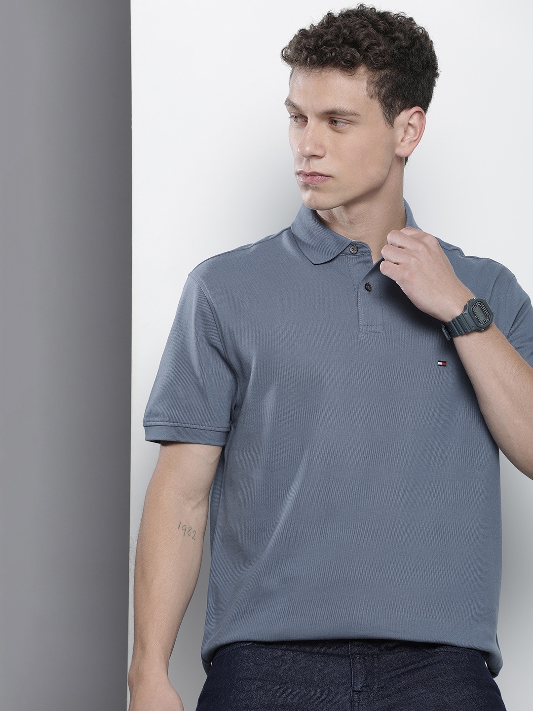 

Tommy Hilfiger Solid Classic Fit Polo Collar Casual T-shirt, Blue