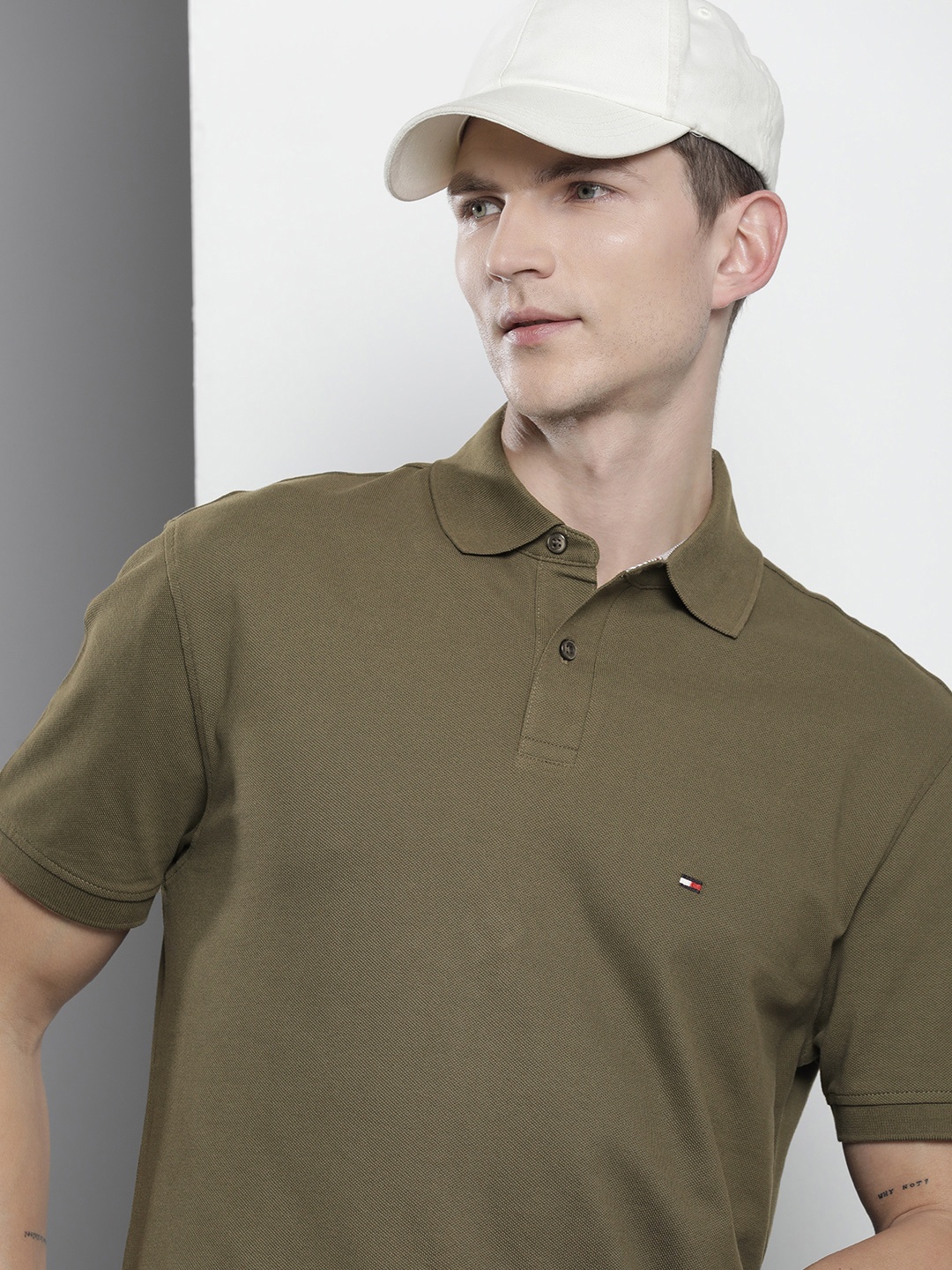 

Tommy Hilfiger Solid Classic Fit Short Sleeves Polo Collar T-shirt, Olive
