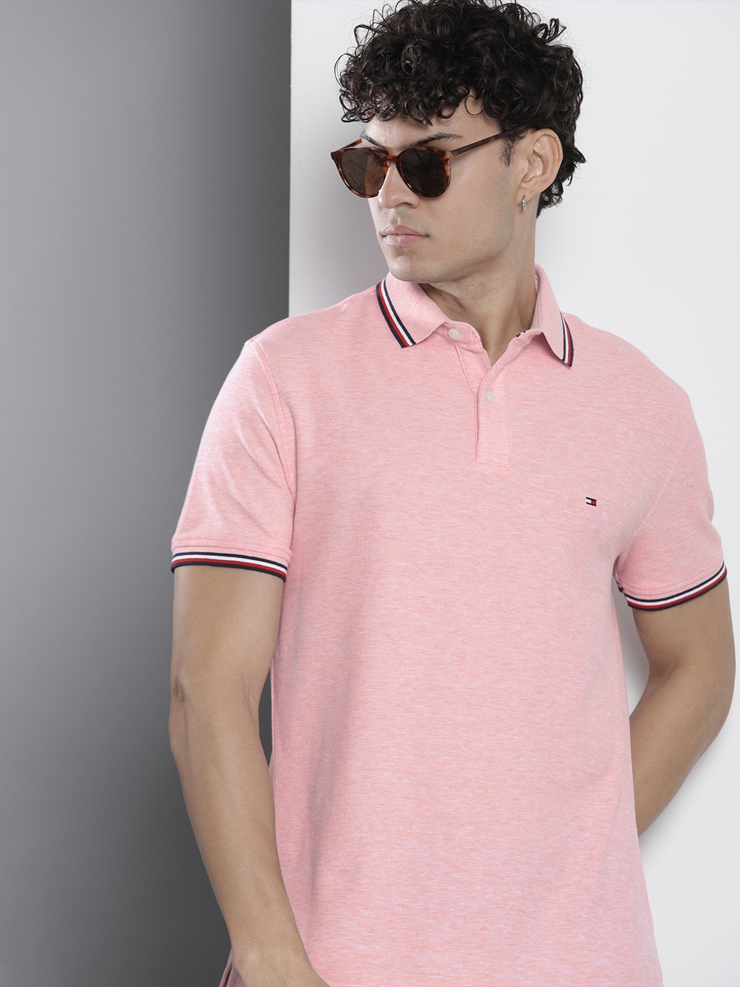

Tommy Hilfiger Solid Short Sleeves Polo Collar T-shirt, Pink